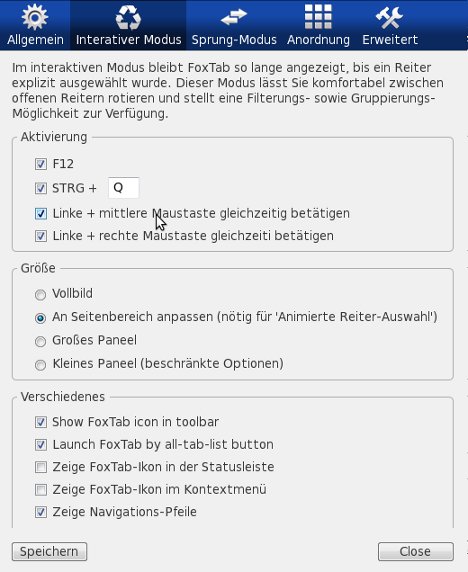 Einstellungen von FoxTab